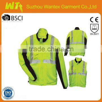 hot sale new deisgn fashion reflective waterproof jacket with detachable sleeves