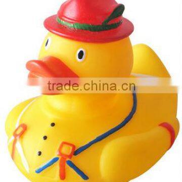 Float yellow duck with a red hat