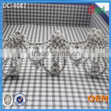 Clear Silver Crystal Glass Rhinestone Chain Sewing Banding Wedding Trims photo-2