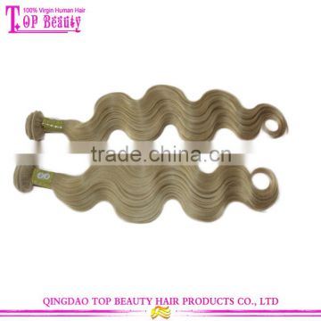 New products wholesale 7a russian hair body wave sew in human hair extensions blonde #22