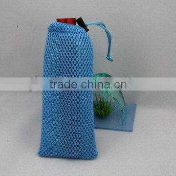 2014 promotional tubular mesh pouchs with drawstring