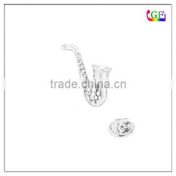 Silver plated Saxophone LAPEL PIN brooch