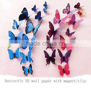 Very beautiful lively colorful decoration butterfly wall stickers/ wall papers for household