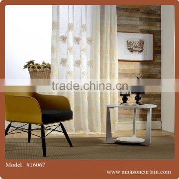 Factory 2016 new design embroidered curtains of sheer organza curtains