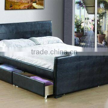 New sample design fashion storage PU bed, Blcak storage PU bed, bedroom furniture