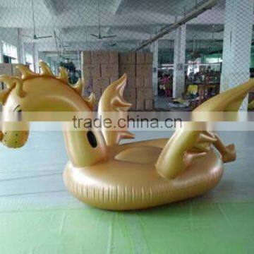 190cm Inflatable Candy Pegasus Flaot Golden Dragon Swiming Pool toy For Adult