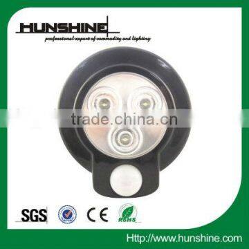 hanged mini black 3 led sensor lamp with hook for night