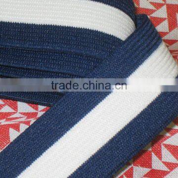 Wide Heavy Duty Navy Blue and White Color Elastic Band for Your Fashion Design Decorative
