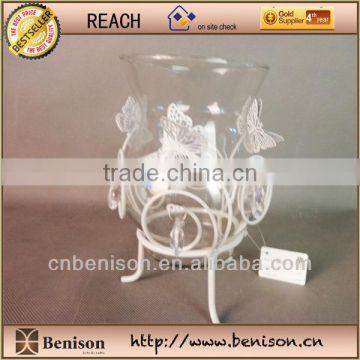 2013 Spring tealight glass candle holder with butterfly