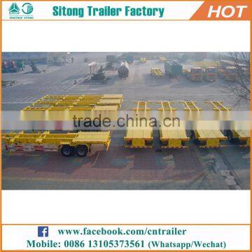 High quality 20 feet 40 feet container truck trailer tri-axle used skel trailers for sale