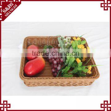 Hand Woven Customized Food Storage Square Shape Plastic Poly Rattan Basket for Fruit photo-2