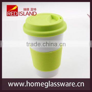 12 oz Ceramic Travel Mug with colorful Silicone Lid