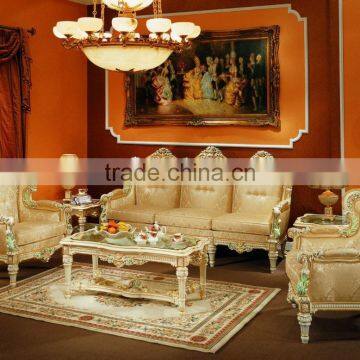 Luxury Gold Wooden Hand Carving Living Room Sofa Set photo-2