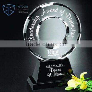 2016 elegant circle shaped crystal award trophy
