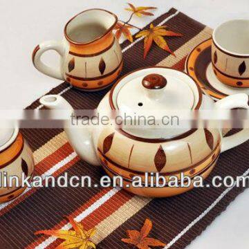 KC-00448/ceramic pot set with chocolat decal/ceramic pot set