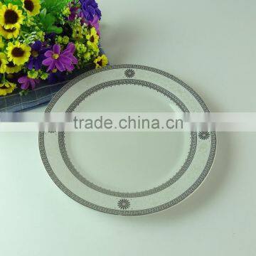 Stock porcelain dinner plate with decal design , cheap round porcelain plate for wholesale