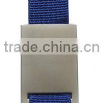 Hot selling square shape metal flag webbing strap keychain