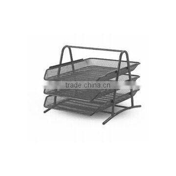 3-Tier Black Metal Mesh Office File Document Tray photo-2