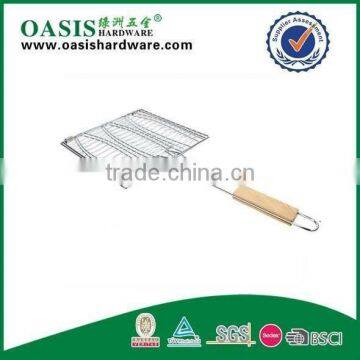 BBQ netting with wooden handle /3 fish bbq net