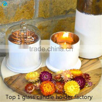 best selling gold inside white color outside glass dome jar