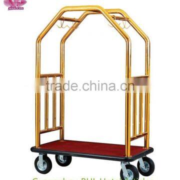 Gold hotel luggage trolley bellboy serve trolley factory price BY-388