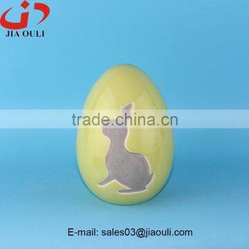 New design easter decoratiosn with rabbit ceramic egg