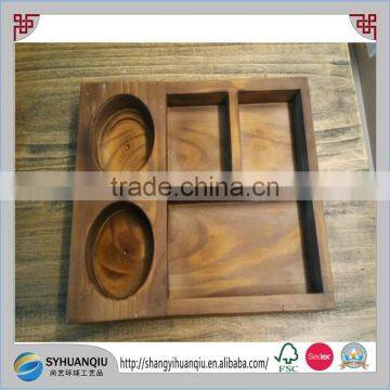 distressed wood material and handmade wooden food tray with compartment-cn