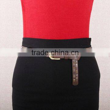 Wholesale New Style Women Lady Waist Belt PU Faux Leather Belt With Two Row Rivet photo-2