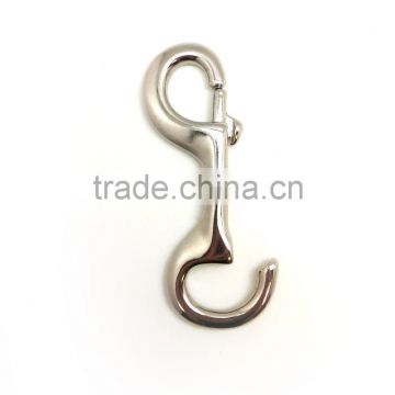 4-3/4" Solid Brass Hook in Nickel Plate, Solid Brass Swivel eye metal snap hook