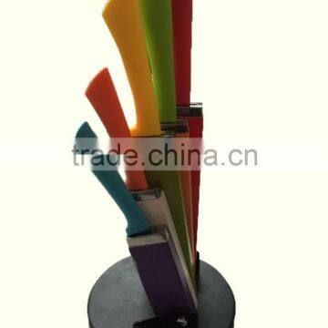 P45-059 6pc Stainless Steel Color Knife Set With Wooden Folding Block photo-3