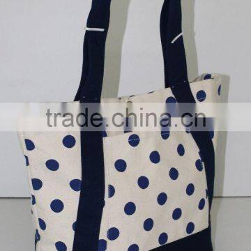 2017 Canvas Tote Bag for Female - Polka Dot Print- Made in India photo-6
