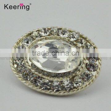 Keering-made vogue oval rhinestone alloy button for shirts WBK-1466