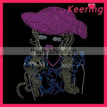 fashion hot fix transfer rhinestone flower motif WHF-189