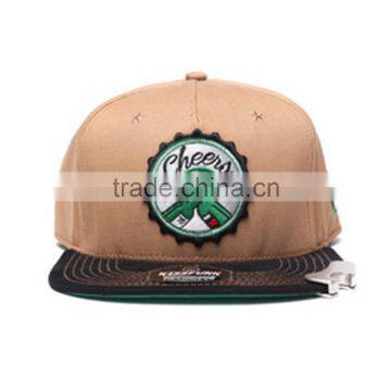 2016 new design 100% cotton twill hat, custom promotional snapback caps with bottle opener hats