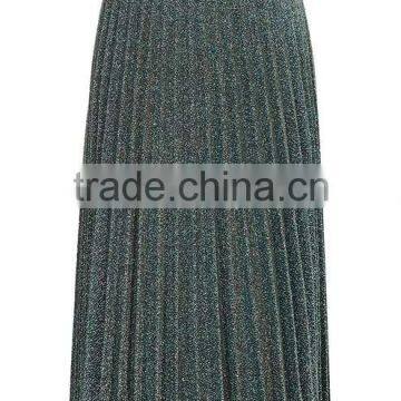 Pleated Skirt Women Clothing Factory New Designs 2017 Shiny Long Skirt photo-2