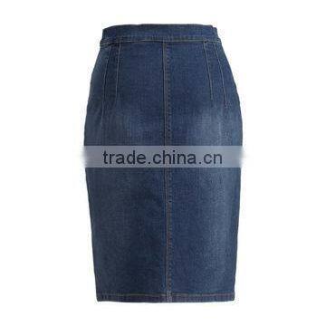 Lady's Newest Fashion Front Buttons Embellished Jean Skirt photo-2