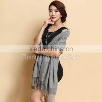 CX-B-P-41C Fur Decora Fashion Women Plain Cashmere Pashmina Scarfs photo-2