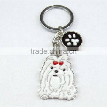 Fashion maltese hot dog keychain,animal metal decoration Keychains back can laser logo