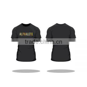 Black Custom Printed Mens Tapered Gym T Shirt Olive Fitted Short Sleeve T Shirt OEM Fitness T Shirt Gym Wear Wholesale