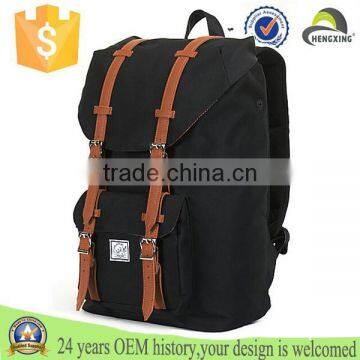 America Black 24L Backpack leather straps korean style backpack manufacturers china