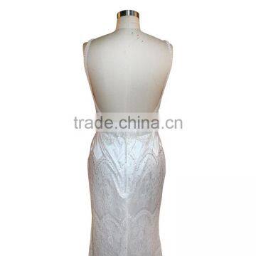 Spaghetti Strap Satin Wedding Dress Ivory Sheath/Column Dress photo-4