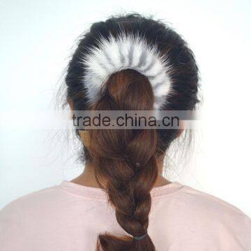 Myfur Women Grey Fashion Fur Hair Accessaries With Elastic Band photo-6