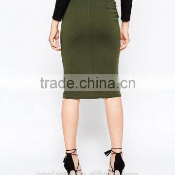 High Waist Long Skirt With Pocket Front Split Pencil Skirt photo-3