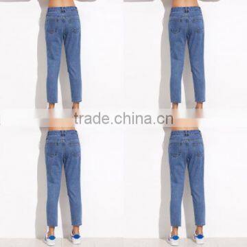 Pictures of Jeans Patchwork Blue Pants Women Casual Pants photo-4