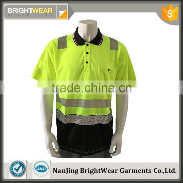 Mens contrast high visibility safety segmented tapes EN ISO 20471 workwear reflective polo shirt