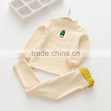 100% Cotton High Quality Solid Color Autumn Embroidery Girls Clothing Sets photo-6