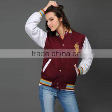 Customize Custom Made Women Ladies Winte Baseball College Cheap American High School Fashion Uniform Baseball Varsity Jacket photo-2
