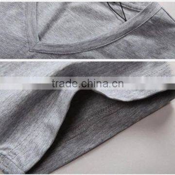 Men 95 Cotton 5 Spandex Deep v Neck Long Sleeve t Shirts photo-3