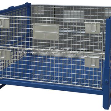 Steel Rolling Metal Storage Cage / Pallet Folded Container