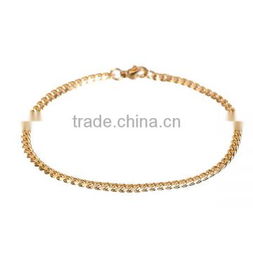 304 Stainless Steel Lobster Clasp Link Curb Chain Bracelets Gold Plated 21cm long